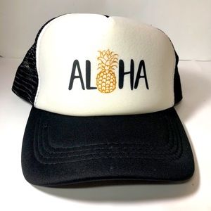 Aloha SnapBack truckers hat black and white